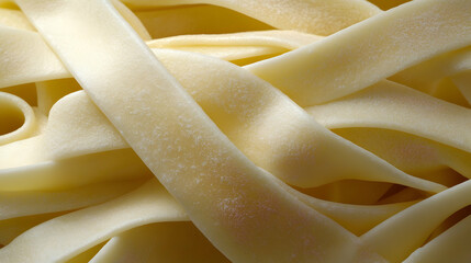 Close Up of Uncooked Fettuccine Pasta, raw, dry, macro, texture, food