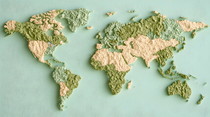 World Map Made From Paper, continents, globe, earth, handmade, craft