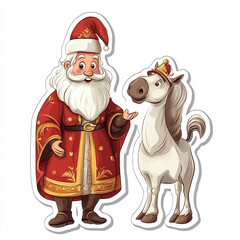 Happy Saint Nicholas / Sinterklaas with a white horse