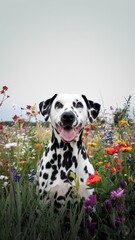 Dalmatian Dog Outdoors with Black and White Spots, Cheerful Mood