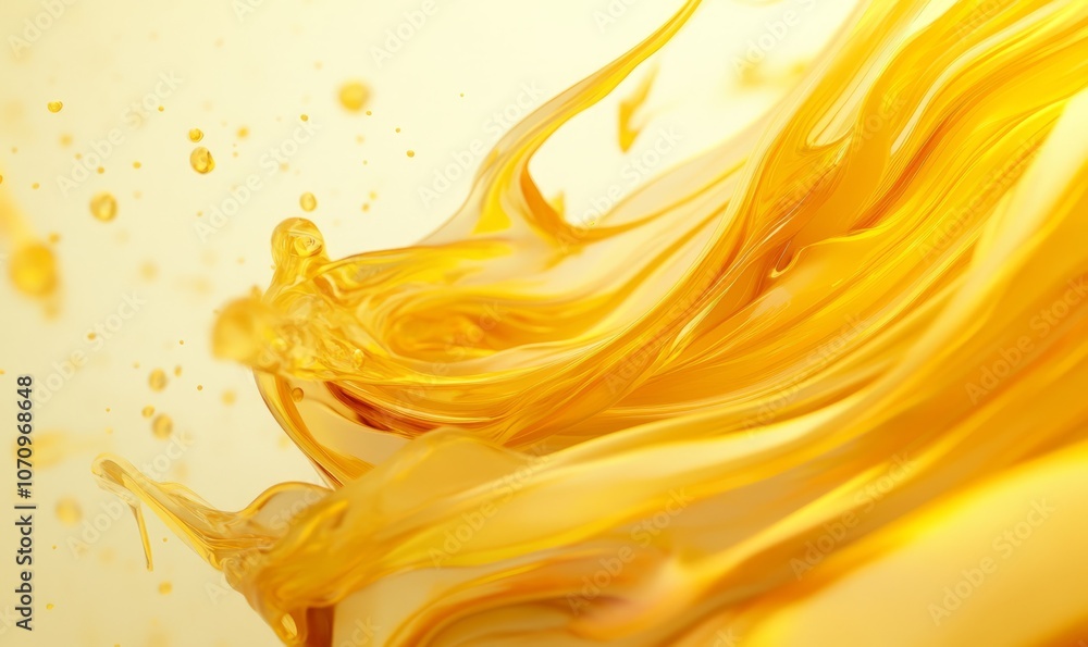 Poster fluid yellow shapes create dynamic and abstract composition in motion