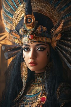 Ancient Egyptian mythological goddess Seshat.