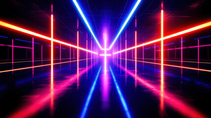 Digital cyberspace with glowing cross lines, 3D rendering, creating a futuristic, technological atmosphere