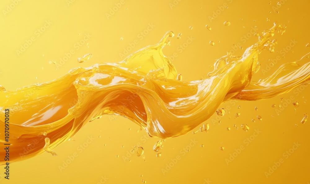 Poster fluid yellow shapes create dynamic and abstract composition in motion