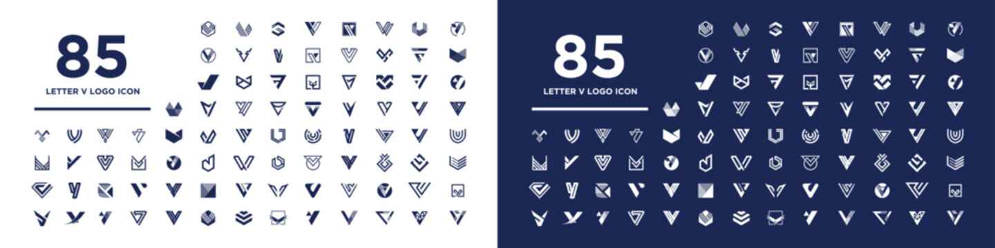 Mega bundle letter V logo design vector