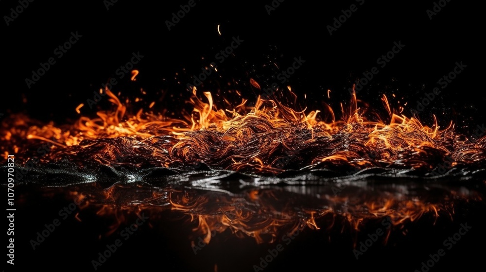 Poster dynamic flame effect with reflections