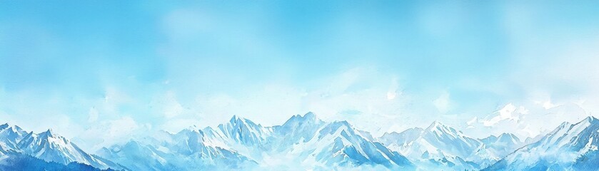 Obraz premium A serene winter landscape featuring majestic snow-capped mountains under a clear blue sky.