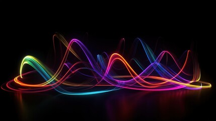 Vibrant Light Waves on Black Background