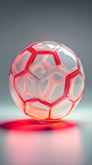 Naklejka premium Futuristic Soccer Ball with Red and White Color Scheme and Geometric Patterns, Digital Render 