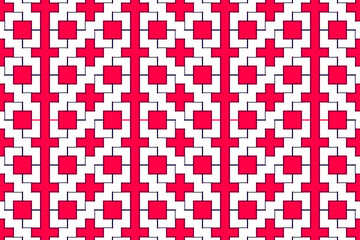 Fototapeta premium Vibrant geometric pattern showcasing red and white elements in a decorative design