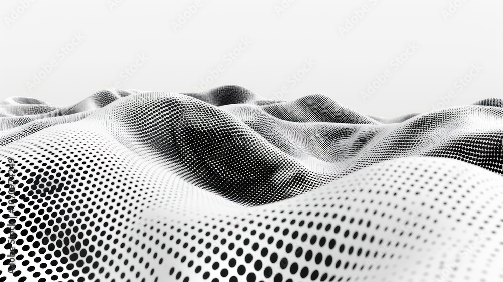 Poster Abstract representation of waves using black and white dotted patterns.