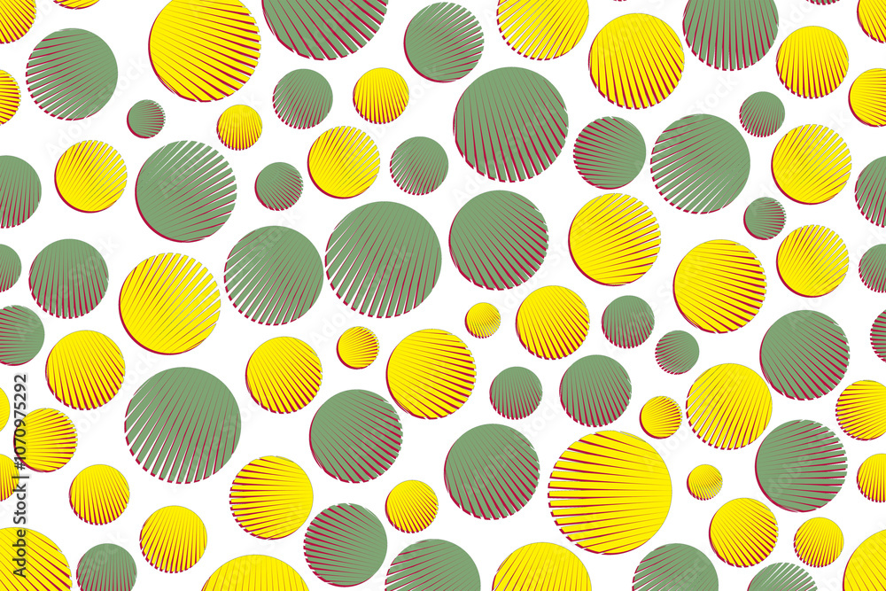 Poster colorful spiral designs create playful visual patterns on a bright background
