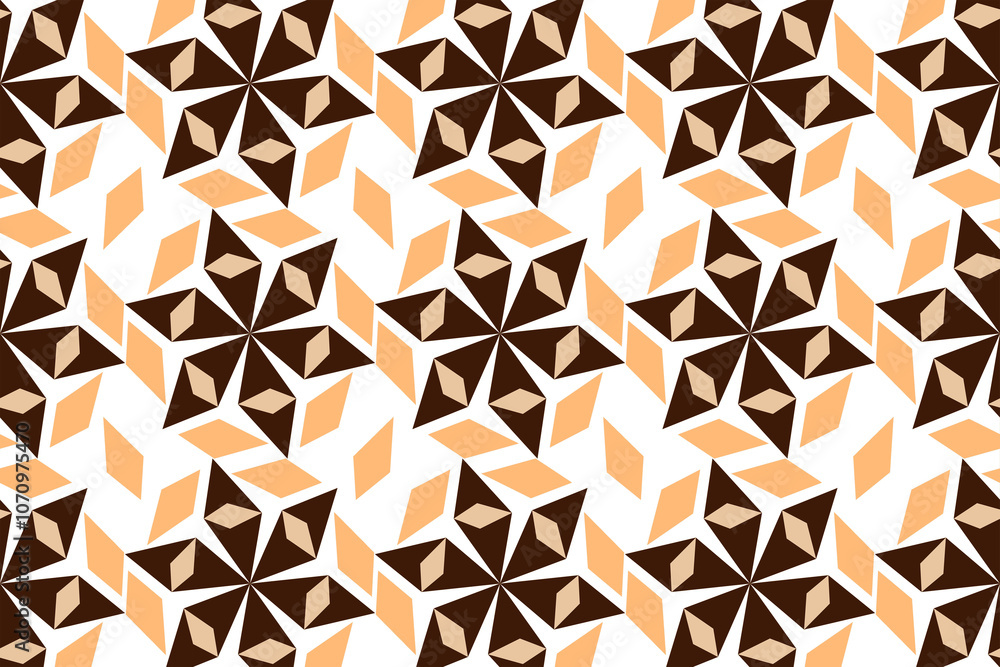 Poster intricate geometric patterns in warm tones creating a rhythmic visual dance