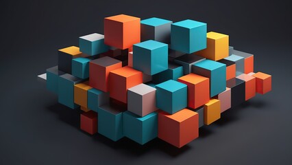 Obraz premium Abstract 3d rendering of geometric shapes. Composition with squares. Cube design. Modern background for poster, cover, branding, banner, placard.