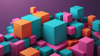 Obraz premium Abstract 3d rendering of geometric shapes. Composition with squares. Cube design. Modern background for poster, cover, branding, banner, placard.