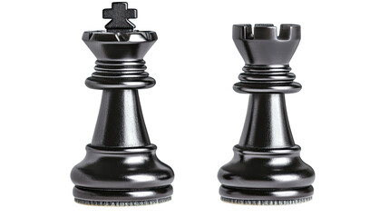 Elegant Black Chess Bishops on Transparent Background Generative AI