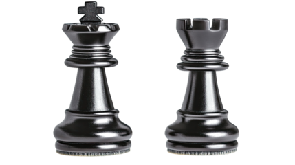 Elegant Black Chess Bishops on Transparent Background Generative AI