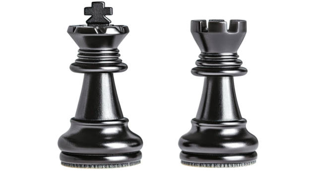Elegant Black Chess Bishops on Transparent Background Generative AI