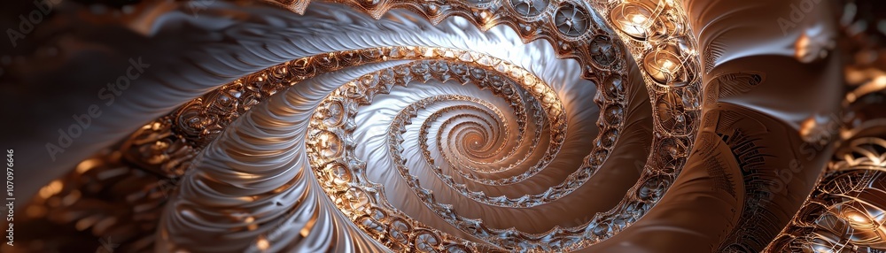 Poster a mesmerizing spiral pattern showcasing intricate details and rich colors, conveying a sense of dept