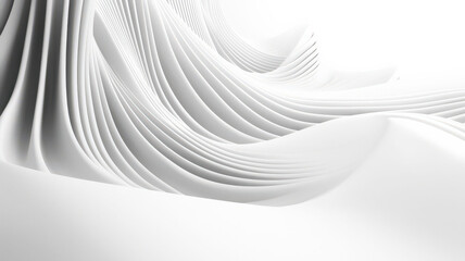 white 3D rendering of flowing curve lines, creating a dynamic and smooth background with fluid motion