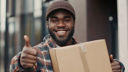 Positive Delivery Man with Boxes