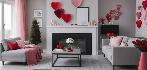 modern living room with fireplace