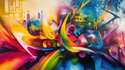 Obraz premium Abstract Cityscape Graffiti Art