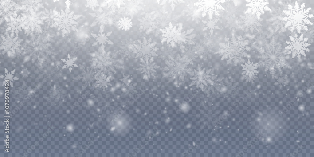 Poster winter background with snowstorm effect and snowflakes. vector texture of cold christmas snowstorm w