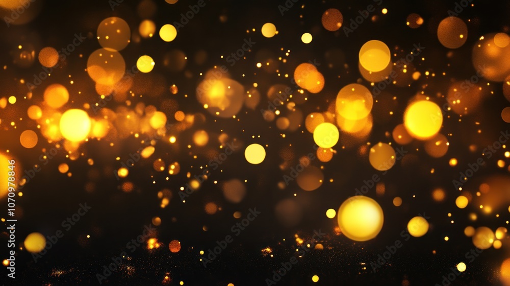Poster a blurred background of shimmering golden orbs creating a festive and magical atmosphere.