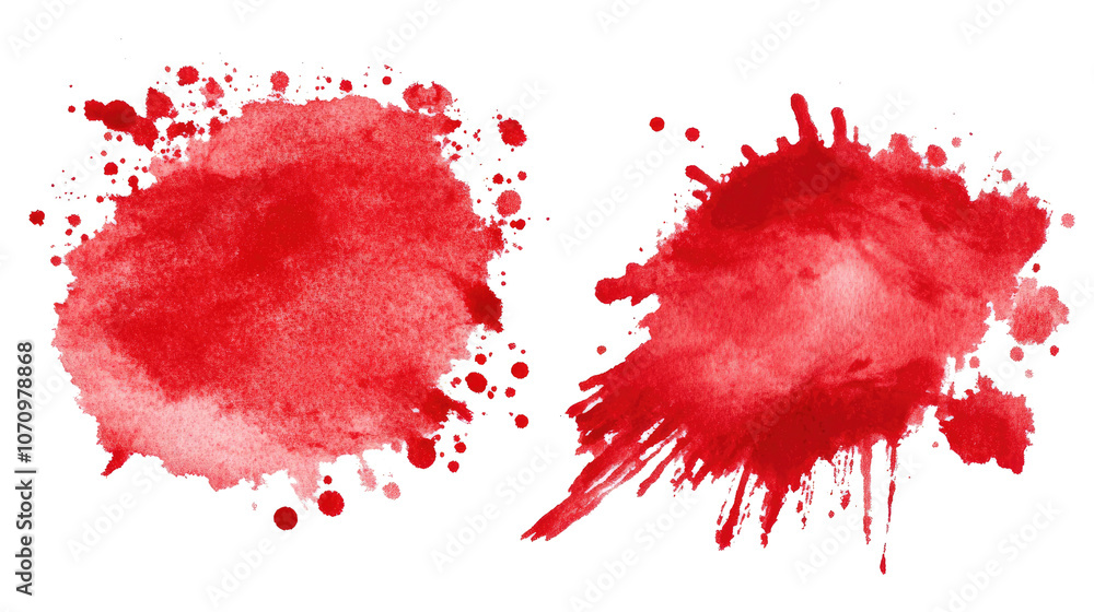 Poster set of blood stains on a transparent background for creative use generative ai