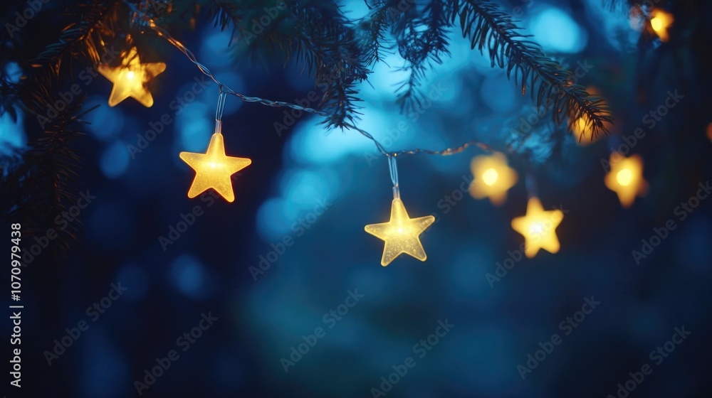 Poster a tree with glowing stars attached to its branches