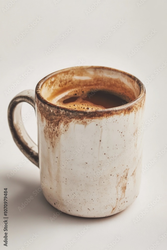 Poster A single serving of coffee on a wooden table with a simple background