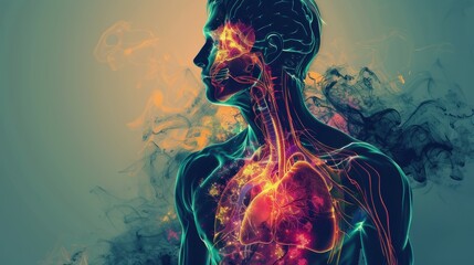 Human Silhouette Illustration Highlighting Preventive Measures for Arrhythmias Awareness