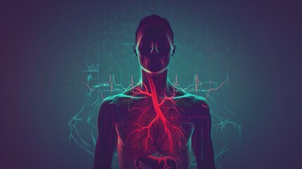 Illustrated Human Silhouette Highlighting Arrhythmia Symptoms for Medical Education and Awareness