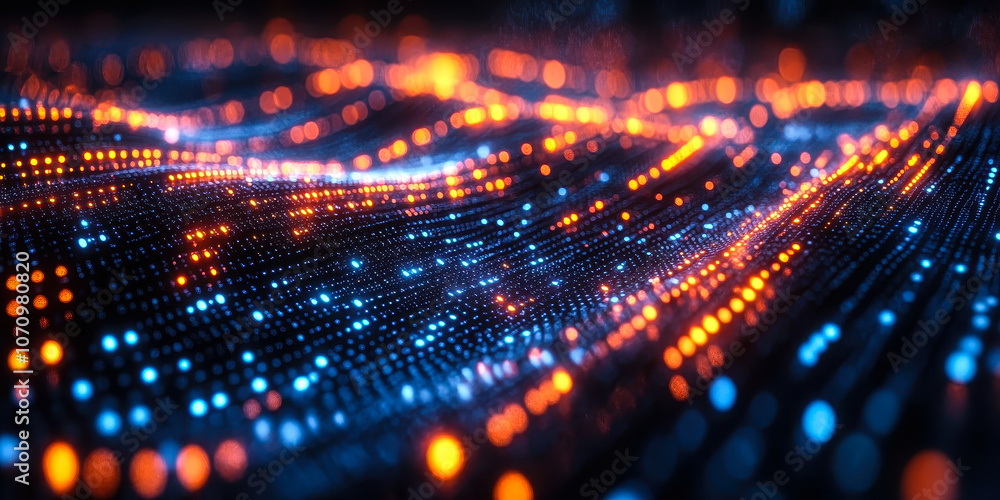 Poster abstract digital data network: illuminated tech background visualizing connectivity and innovation