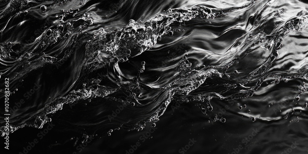 Aufkleber a monochrome image of a wave crashing against the shore or rock, great for use in designs related to