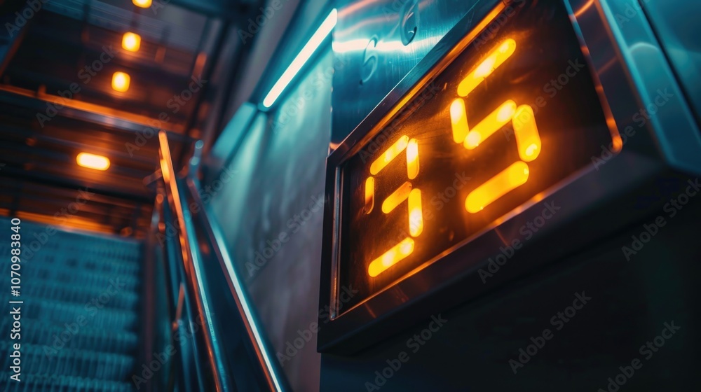 Poster a modern transportation system with a clear display of time