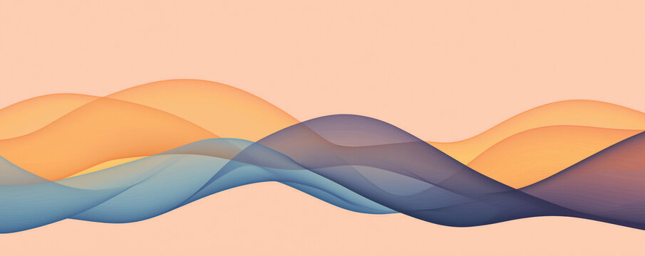 abstract wallpaper with flowing blue and orange waves on a gradient pearch background