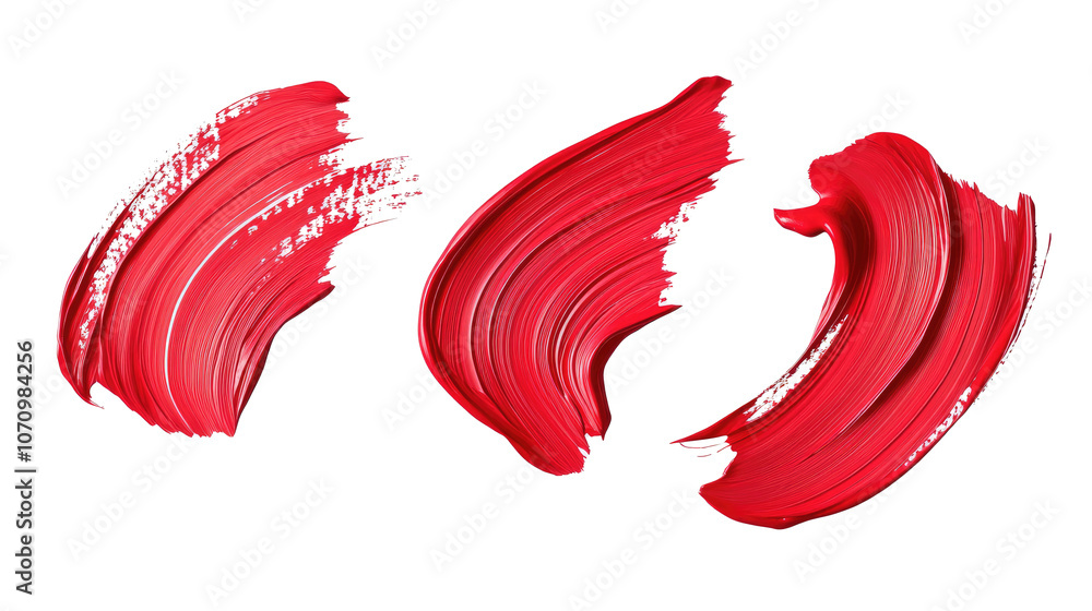 Aufkleber brushstrokes of red paint collection on a transparent background generative ai