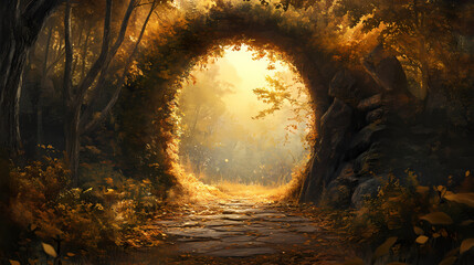Naklejka premium Illustration of a fantasy portal. Fantasy. Illustration