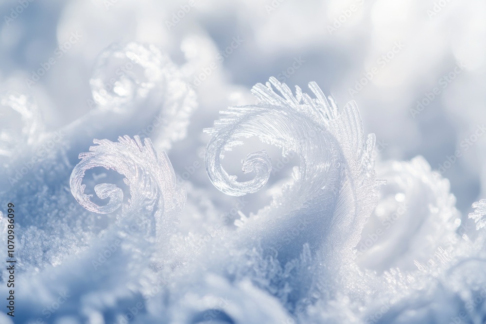 Poster a close-up view of frost crystals on a surface, ideal for use in scientific or educational contexts