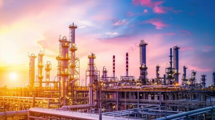 Obraz premium Industrial facility with many pipes and equipment