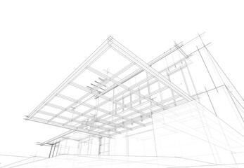  architectural drawing 3d illustration