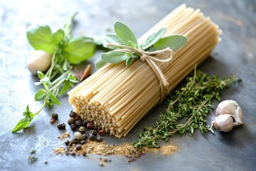 A plate of pasta with fresh herbs and garlic, perfect for a cozy dinner