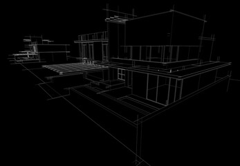  architectural drawing 3d illustration