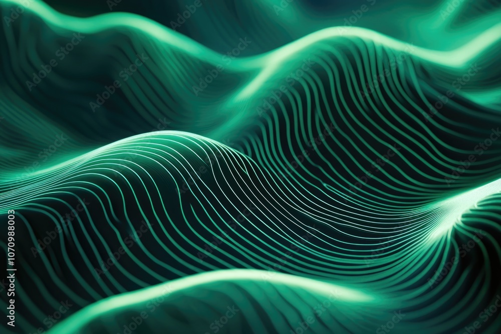 Poster close-up view of a wavy green surface, ideal for backgrounds and textures