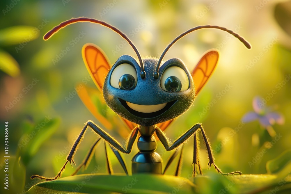 Aufkleber a macro shot of a tiny creature with a cheerful expression, often used in illustrations or education