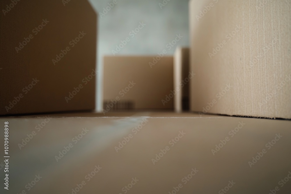Poster a pair of boxes placed on the floor, possibly containing storage or shipping items