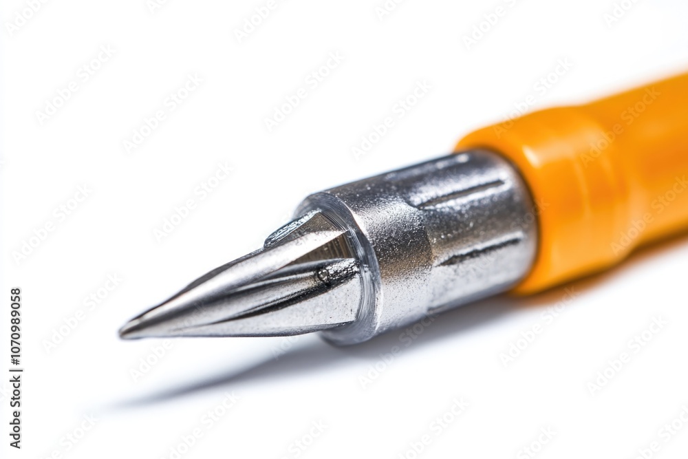 Poster a close-up of a pen on a white surface, ideal for illustrations or design elements