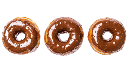 Chocolate Glazed Donuts Arranged on a Transparent Background Generative AI